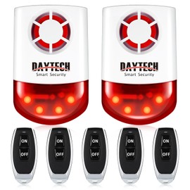 Daytech Strobe Siren Alarm Home Caring Loud Outdoor SOS Alert System 2 Red Flashing Siren,5 Remotes Panic Button for Store Home Hotel Jewelry Shop Security Alarm