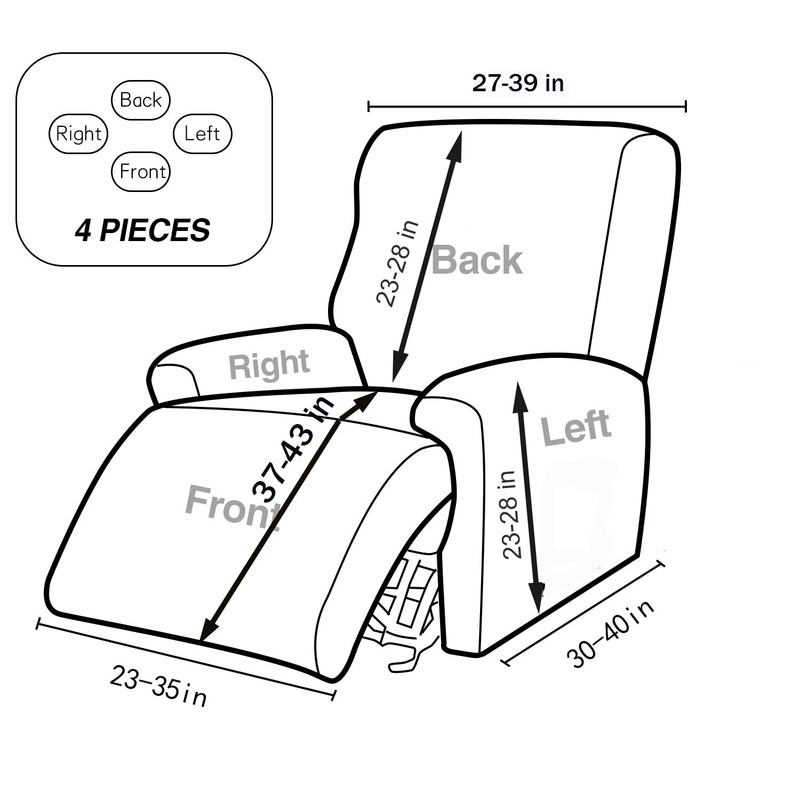 NILUOH Recliner Chair Covers 4-Pieces Stretch Lazy Boy Recliner Covers