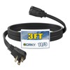 Zorky 3 Ft Heavy Duty Appliance Extension Cord, 14 Gauge