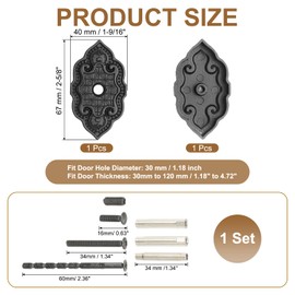 PATIKIL Door Hole Cover Plate 67x34 mm Zinc Alloy Vintage Deadbolt Knob Hole Repair Fits Doors 30mm to 120mm Thick for Hole Filling Decor, Black