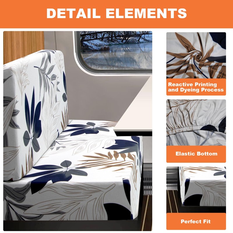 FUANGUI RV Dinette Cushion Covers - Stretch Camper Cushion Booth