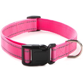 OEFEO Reflective Dog Collar for Small,Medium, and Large Dogs,Ajustable Nylon Dog Collars with Quick Release Buckle,Pink S