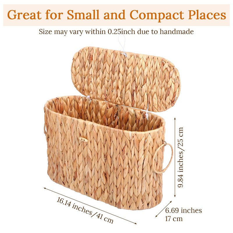 YBEATY Toilet Paper Storage Basket, Water Hyacinth Slim Toilet Paper
