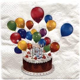 AM Décor - 20ct Soft 3-Ply Paper Luncheon Napkins Birthday -13" x 13" (Unfolded) Balloons