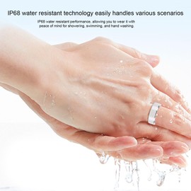 Vikye Smart Ring Health Tracker, IP68 Water Resistant Sleep Tracking Wearable Health Rings, Health Fitness Tracker Rings for Men Women, with APP, Silver (#7)