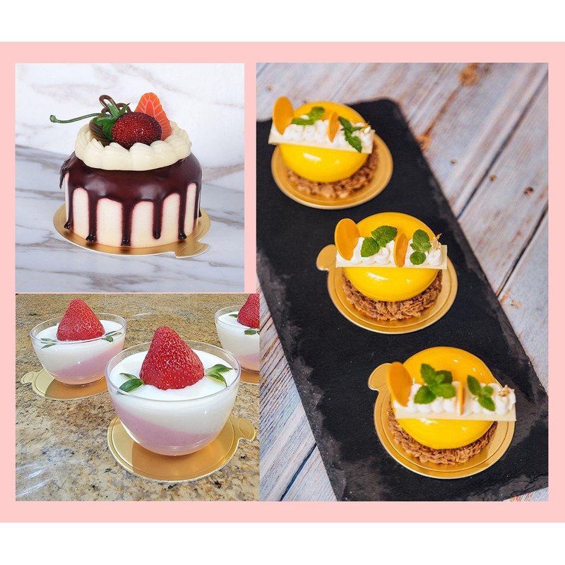 YYaaloa 300 Pcs 3 Inch Mini Cake Boards Mousse Cupcake