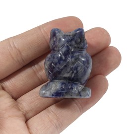 Lovionus89 Sodalith Heilung Kristall Stein, Figur Dekor Eule Vogel Wächter Handgeschnitzt Stein Statue,4mm