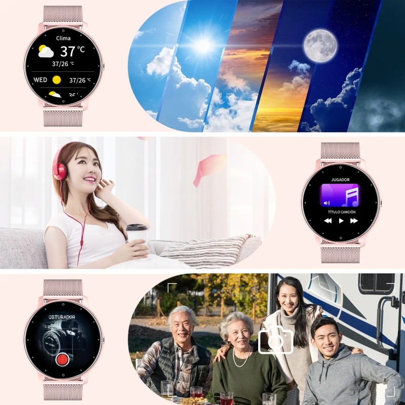 Reloj Inteligente Mujer Smartwatches Señora Sports Correa