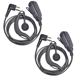 HYSHIKRA Walkie-Talkie Headset, G Shape Earpiece with PTT and Built-in Mic for Motorola CP200 GP2000 XU1100 GP300 Yaesu FT-4XR FT-4VR FT-65R FT-25R Handheld 2-Way Radio HT (Pack of 2)