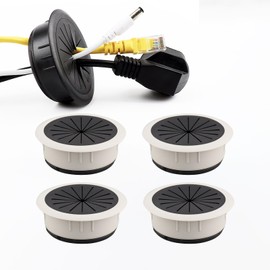 4PCS Flexible Desktop Grommet,50mm/2 in Grommet Aperture,Detachable,Adjustable Aperture Plastic line Organizer,Desktop Washer Hole Diameter Data Cable Storage and Sorting Tool (White)