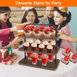 Wood Cupcake Stand, 3 Tier Rustic Wooden Cupcakes Holder, Cupcake Display Stand for 50 Cupcakes at Parties Birthday,Baby Shower, Wedding and Other Events