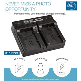 BM Premium BP-930 BP-945 BP-970G Dual Bay Battery Charger Canon EOS C500 PL, EOS C300 PL, EOS C100 II, XF100, XF105, XF300, XF305, GL1, GL2, XH-A1, XH-A1S, XH-G1, XH-G1S, XL-H1A, XL-H1S Camcorder