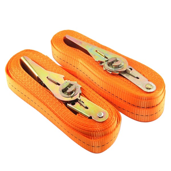 2pcs Ratchet Tie Down Strap Retractable Heavy Duty Ratcheting Cargo