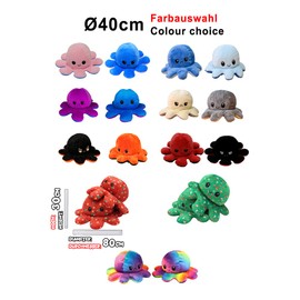 KUNSTIFY XXL Octopus Toy, Mood Toy, Cuddly Toy To Express Your Mood without Words, 40 cm, Blue, Black