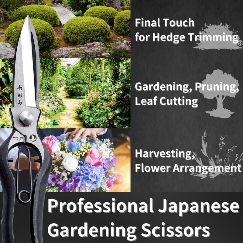 RANSHOU Leaf Trimming Scissors Handheld Hedge Shears 9", Professional One-Handed