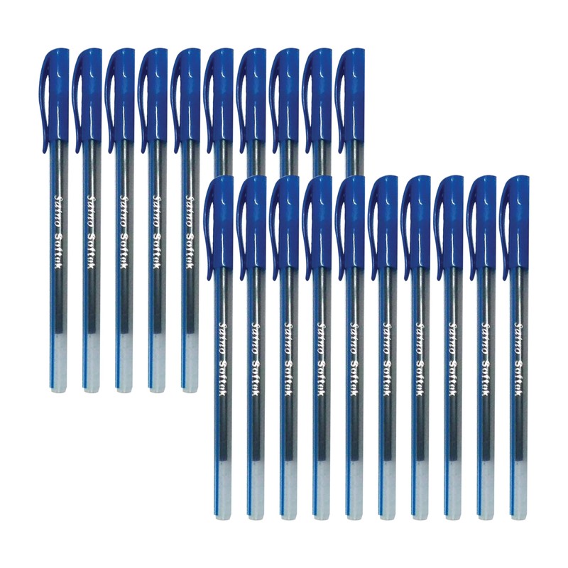 SAINO Softek Ballpoint Pens, BLUE, Fine Point (0.7mm), Pack of