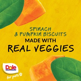 Dole for Pets Freshly Fetched Dog Biscuits, Spinach & Pumpkin Flavor Dog Treats, 7oz | Flavored with Real Veggies, No Wheat, Corn, Soy, Artificial Flavors, Colors, Preservatives, or Animal Products