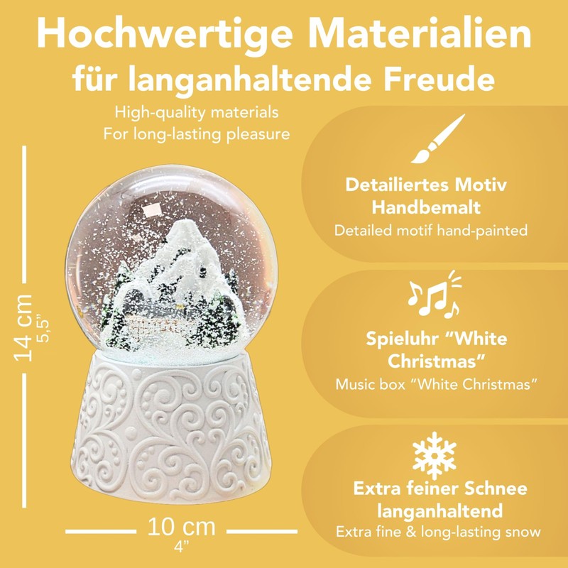 Snow Globe Christmas Music Box | Snowy Mountains with Bridge