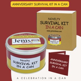 Survival Kit In A Can Anniversary Fun Novelty Gift for Him – Unique Anniversary Present for Husband, Boyfriend, Fiancé or Partner – Funny Keepsake Gift Box for Men – Romantic Gift Idea (Red/Yellow)
