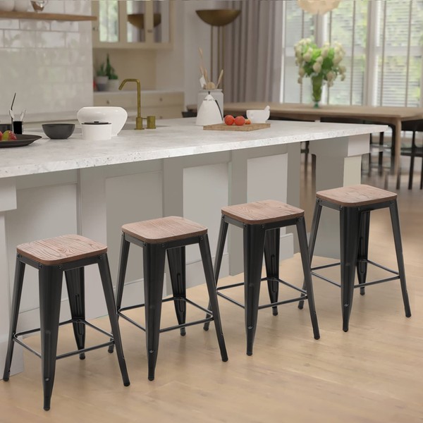 Sophia & William 24" Metal Bar Stools Set of 4