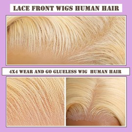 22 Inch 613 Lace Front Wigs Human Hair 180 Density Blonde Wig 613 Straight Frontal Wigs Human Hair Pre Plucked for Women 4x4 Honey Blonde Wig