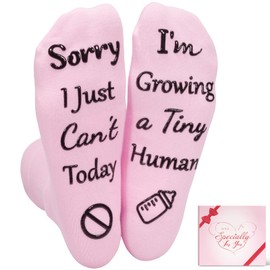 Sunia Funny Pregnancy Gift, Growing a Tiny Human Mom Socks, New Mom Gift, Mother's Day Novelty Socks