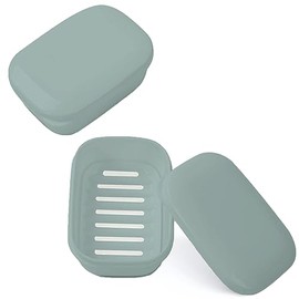 Quatish 2 Pack Travel Soap Container, Portable Soap Holder with Lid, Travel Bar Soap Holder, Soap Case for Camping Gym Travel, Soap Box for Bathroom, Greygreen