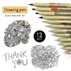 Drawing Pen Black Liner Needle Pen Black Pen 12pcs Brush
