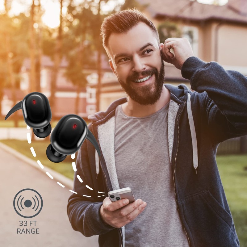 Coolbuds TruFit Wireless Bluetooth 5.3 Earbuds with Charging Case –