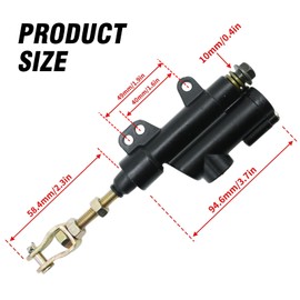 laffoonparts Hydraulic Foot Rear Brake Master Cylinder, Rear Brake Master Cylinder with M10 x 1.25 Thread Pitch, Replacement for Taotao BMS Roketa 50cc-125cc ATVs for Chinese ATV Dirtbike