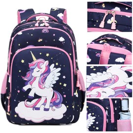 Jumpopack School Backpack Girls Backpack Teenager Girls School Bags Girls School Bag Set Children's School Bag, Unicorn pink, Kids Backpack