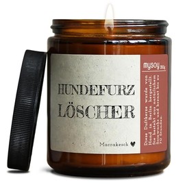 GL√úCKLICHT Duftkerze mit Spruch f√ºr Hunde Besitzer & Liebhaber | Handgemacht aus Sojawachs | In Geschenkbox | Nachhaltiges Geburtstagsgeschenk, Gast Geschenk Freunde Dog Mom BFF |Marrakesch