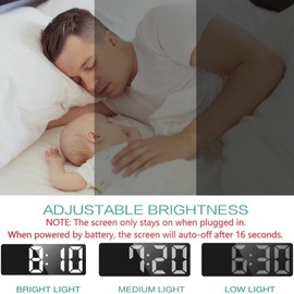 ORIA Digital LED Alarm Clock, Bedroom Alarm Clock, Large Display Bedside Clock with USB Port, Snooze, Adjustable Brightness, Temperature Display, for Heavy Sleepers, Teens, Seniors