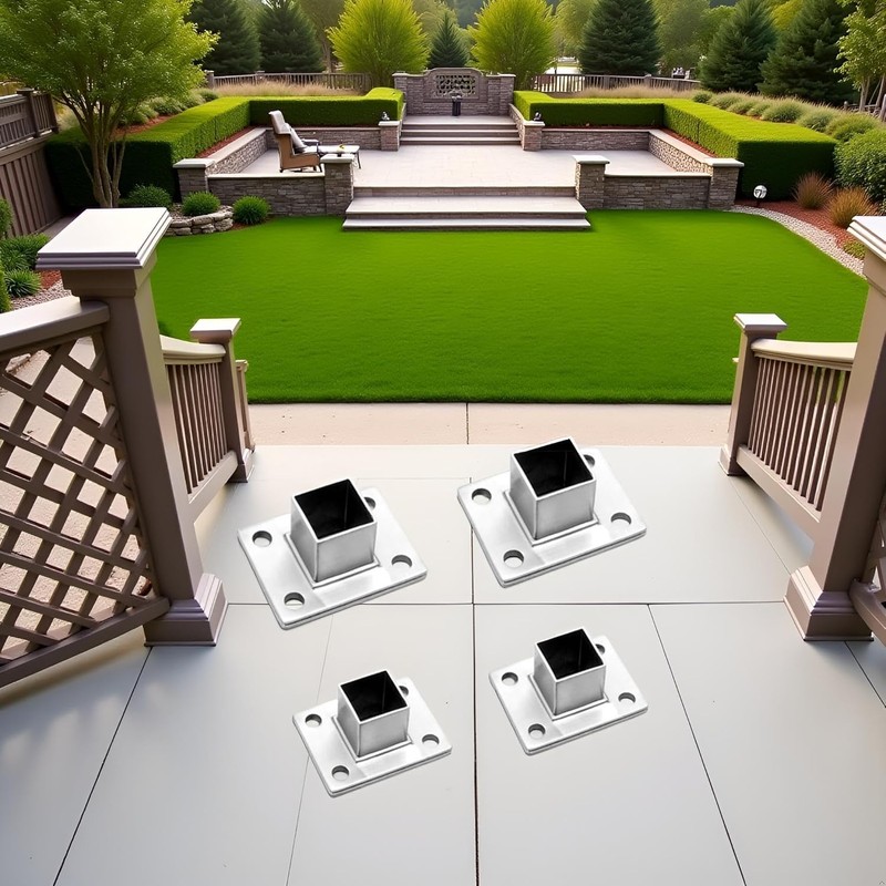 4Pcs Square Post Bases Stainless Steel Flange Anchor Bases Heavy