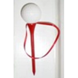 Unbranded Golf ball on Red Tee Ornament with red ribbon by Kurt Adler - 5 inch- CLEARANCE