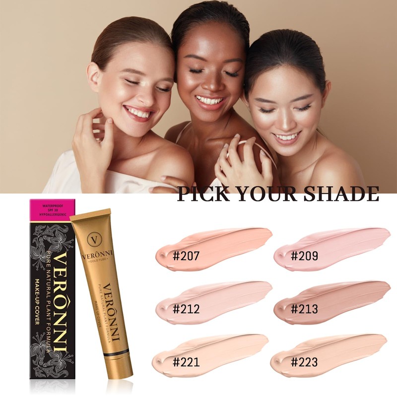 VERONNI Makeup Cover Concealer Makeup Cover Up Waterproof Foundation Amazing