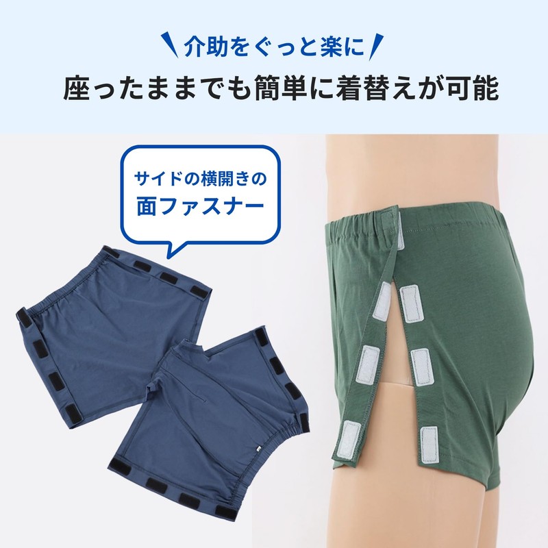 [COZENTA] 介護パンツ メンズ ボクサータイプ 横開き マジックテープ 寝たきり リハビリ 高齢者 (グレー
