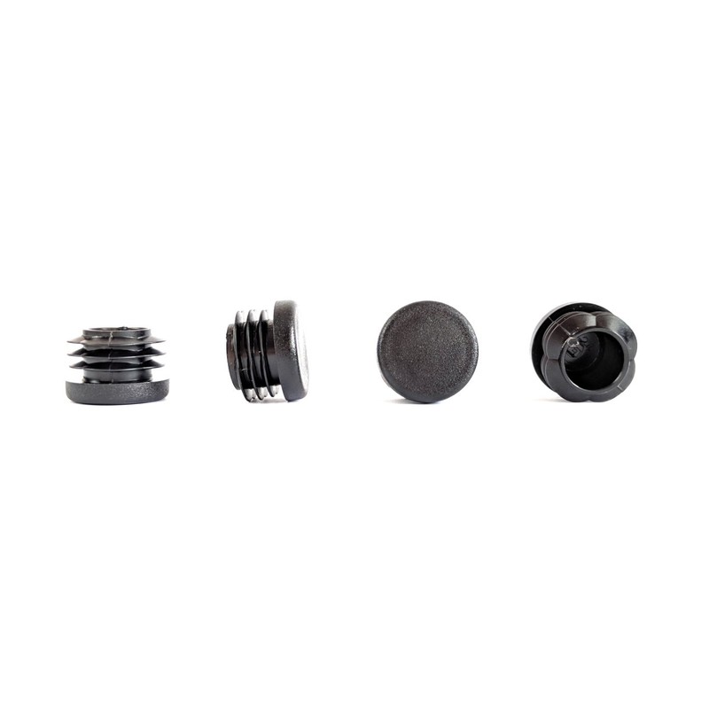 24mm Plastic End Caps, Black Round Tube Inserts, Pack of