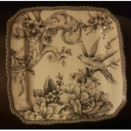 222 Fifth Fine China Adelaide Gray Square Appetizer Plate 6.25"