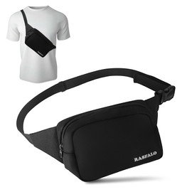 Rasfalo Bum Bag for Men and Women, Large Capacity Belt Bag with Adjustable Shoulder Strap for Running, Yoga, Jogging, Hiking, Hands-Free Carry All Phones, black, Style 01