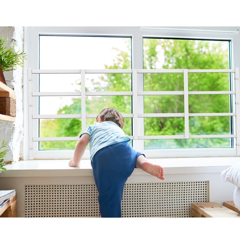 Delmoar Fixed Window Safety Guard 19”x 38” Adjustable Width Prevents