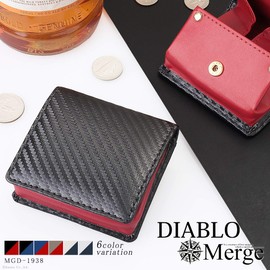 Merge x Diablo MGD-1938 Men's Coin Case, Carbon, Coin Purse, Mini Wallet, Black x Red