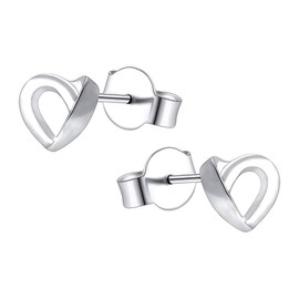 AoedeJ Minimalist Heart Stud Earrings Sterling Silver Earrings Small Heart Earrings for Women Girls (Style 6)