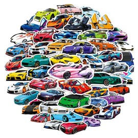 Sportwagen Aufkleber für Laptop(50PCS),Geschenk für Kinder Jugendliche Erwachsene,Sportwagen Wasserdicht Vinyl Stickers für Auto,Motorräder Fahrrad Gepäck Scrapbook,Skateboard Gitarre