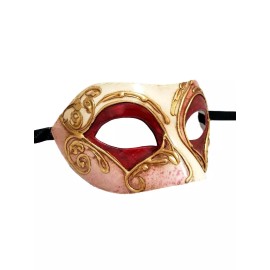 MGMB Pink White Gold Colombina Masquerade Mardi Gras Mask Italy Italian Venetian Made