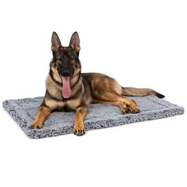 PELZIN Indestructible Dog Bed - Fluffy Chew Proof Dog Crate Pad - Tough Dog Kennel Pad for Aggressive Chewers - Washable, Ideal for Extra Large Dog Breeds & Fits 48-Inch Crate - 47"x29", Charcoal