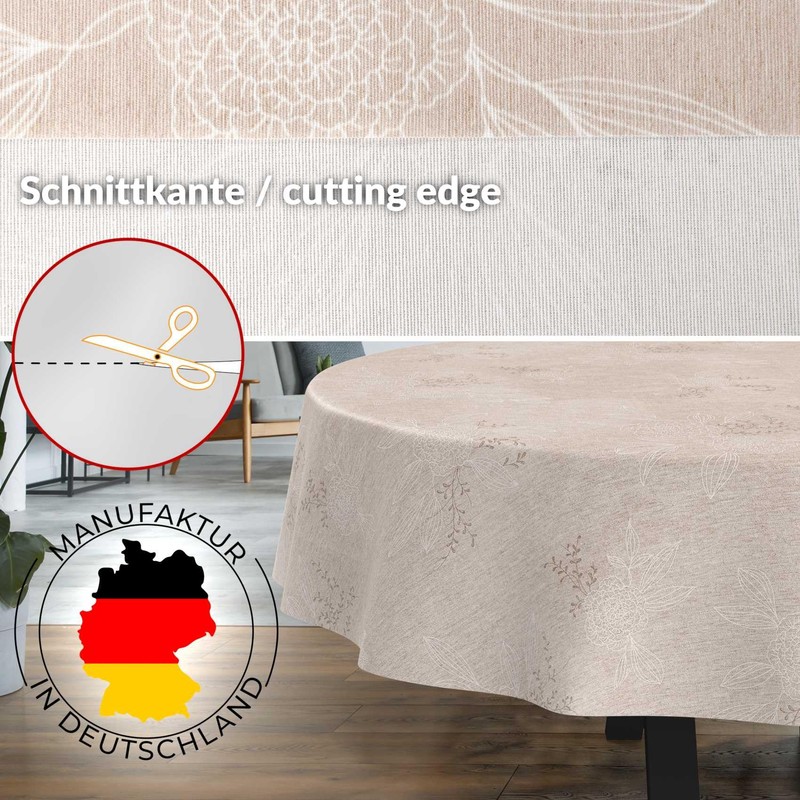 Japondi Beige Oval Fabric Tablecloth Cotton Polyester Fabric Washable Easy
