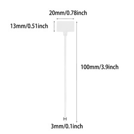 Mini Skater Nylon Cable Zip Ties Tags 4" Tiny Self-Locking Write-On Identify Cord Tabs Cable Label Marker Ties for Office Home Identification and Organization, 50 Pack (White)