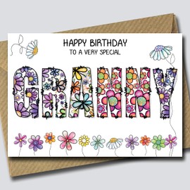 Floral Birthday Card for Granny - Flower card for Granny - Cute daisy card for Granny