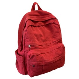 GAMLFL Canvas Backpack for Women Retro Aesthetic Rucksack Basic Backpack for High School/College Students Travel Laptop Bag, Burgundy Red, Travel Backpacks